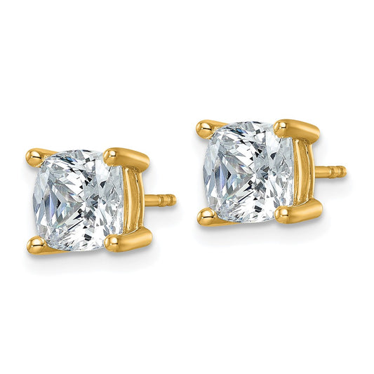 Buy Exclusive 14K Yellow Gold 4 Carat Lab Grown Diamond Cushion Cut Studs