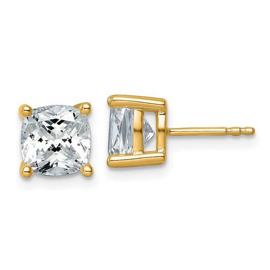 Buy Exclusive 14K Yellow Gold 4 Carat Lab Grown Diamond Cushion Cut Studs