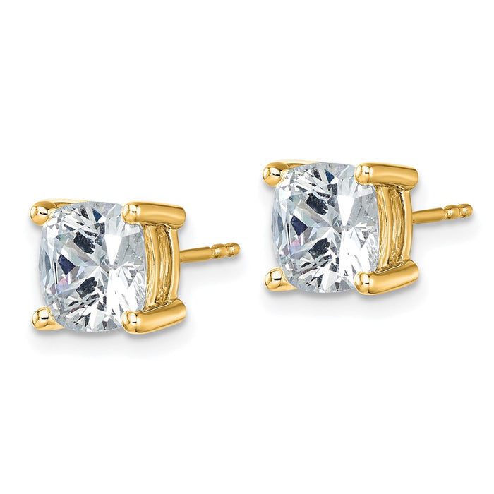 Shop Exclusive 14K Gold 5 Carat Lab Grown Diamond Cushion Cut Stud Earrings - Luxury Design-2