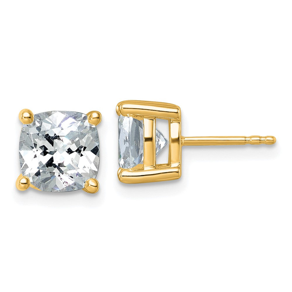Shop Exclusive 14K Gold 5 Carat Lab Grown Diamond Cushion Cut Stud Earrings - Luxury Design