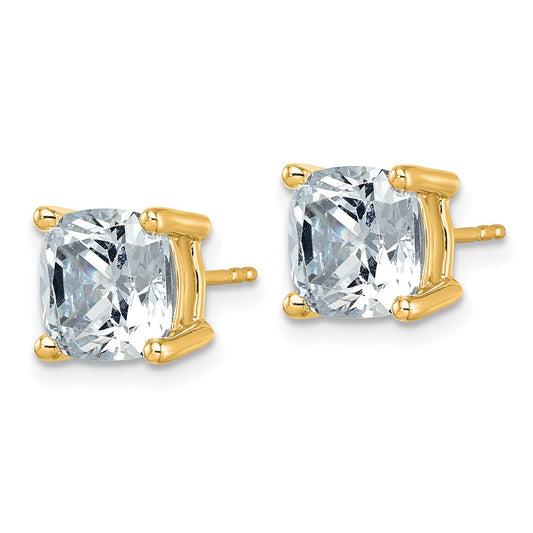 Exclusive 6 Carat Lab-Grown Diamond Cushion Cut Stud Earrings in 14K Gold