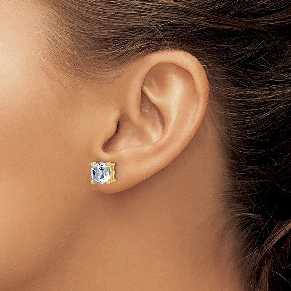 Exclusive 6 Carat Lab-Grown Diamond Cushion Cut Stud Earrings in 14K Gold