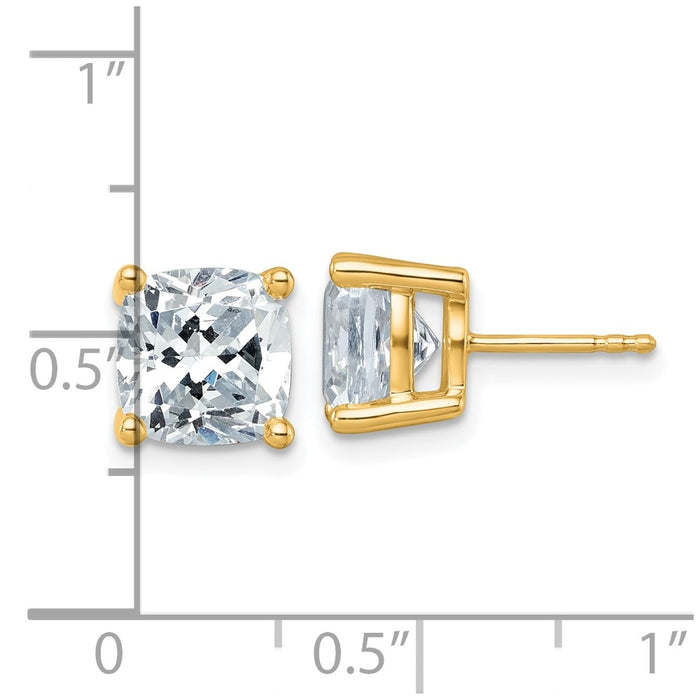 Exclusive 6 Carat Lab-Grown Diamond Cushion Cut Stud Earrings in 14K Gold-4