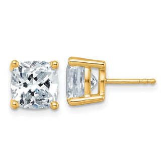 Exclusive 14K Gold 6 Carat Lab-Grown Diamond Cushion Cut Stud Earrings