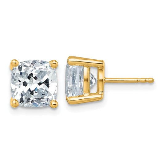 Exclusive 6 Carat Lab-Grown Diamond Cushion Cut Stud Earrings in 14K Gold