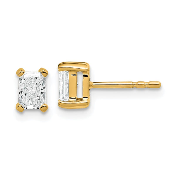 14K Yellow Gold 3/4 ct Lab-Grown Diamond Radiant Cut Stud Earrings