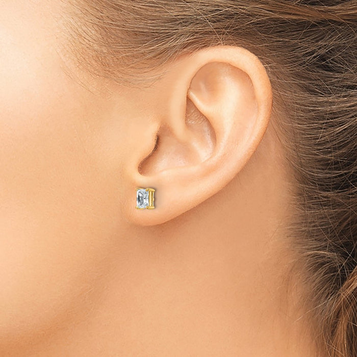 Shop Designer 14K Yellow Gold Radiant Stud Earrings - 1 ct Lab-Grown Diamonds, Affordable Luxury!-3