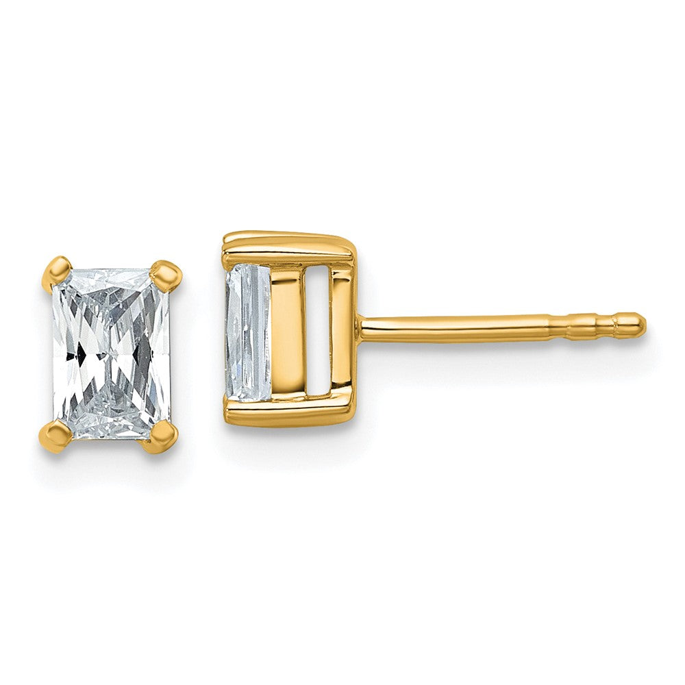 Shop Designer 14K Yellow Gold Radiant Stud Earrings - 1 ct Lab-Grown Diamonds, Affordable Luxury!