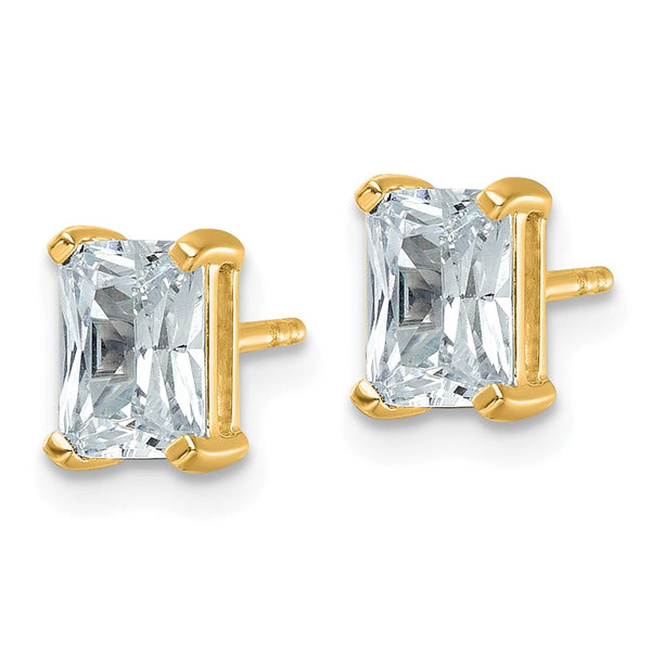 14K Yellow Gold Heavyweight Stud Earrings - 2 Carat Lab Grown Diamonds