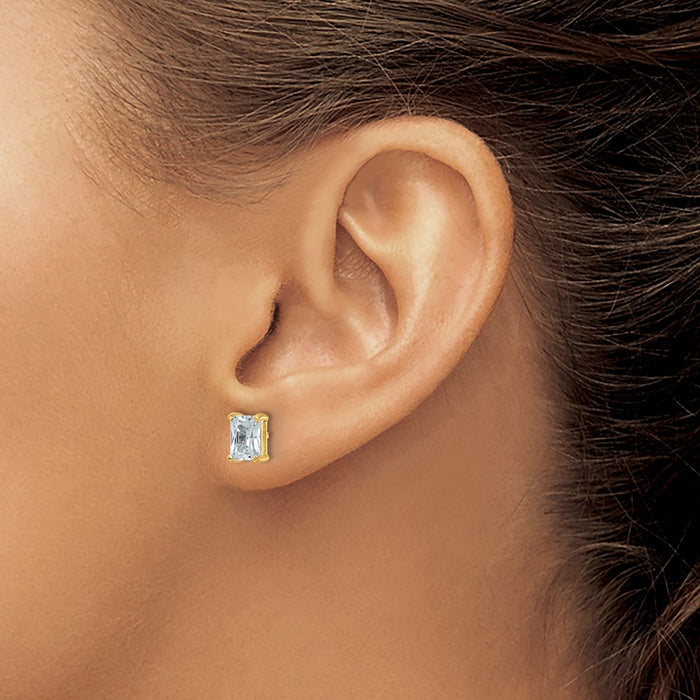 Shop Stylish 14K Yellow Gold 2 Carat Lab-Grown Diamond Radiant Cut Studs-3