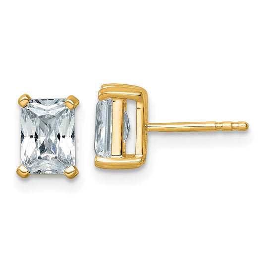 Shop Stylish 14K Yellow Gold 2 Carat Lab-Grown Diamond Radiant Cut Studs