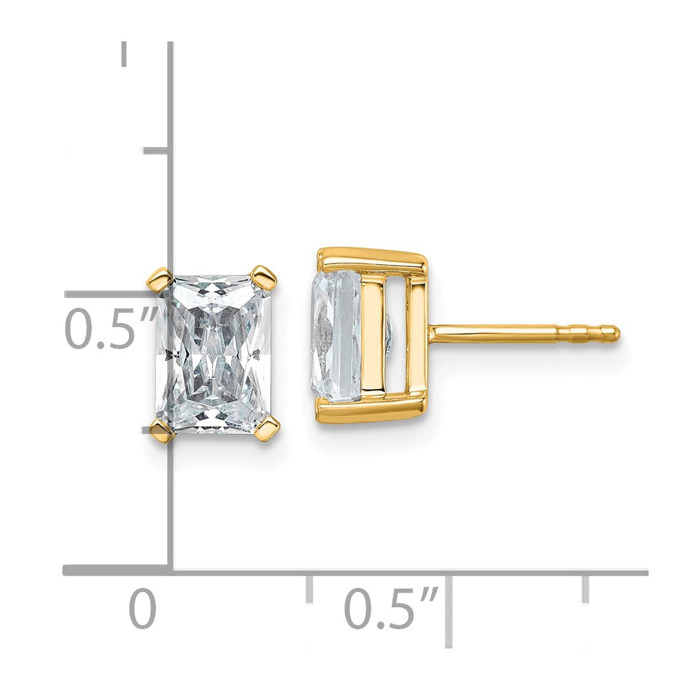 Buy Exclusive 14K Yellow Gold 3 Carat Lab Grown Diamond Stud Earrings - Stylish Radiant Cut in Heavyweight Setting