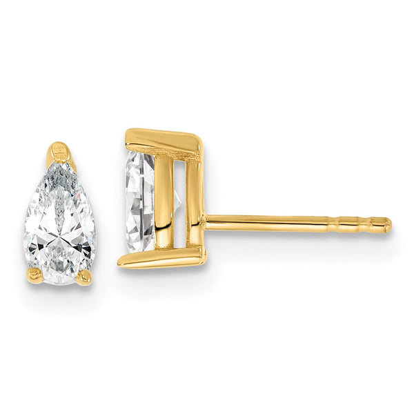 14K Yellow Gold Heavyweight Pear-Shaped 2/3 ctw Lab-Grown Diamond Earrings
