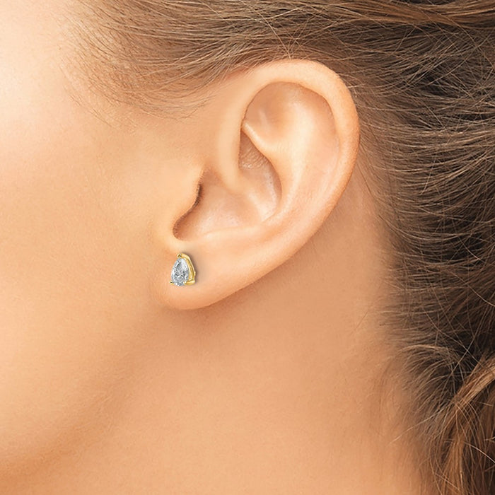 Shop Stylish 14K Yellow Gold 3/4 ct Lab-Grown Diamond Pear-Shaped Studs-3