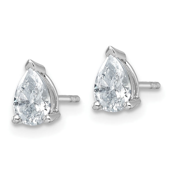 14K White Gold Pear-Shaped Diamond Stud Earrings - 1 Carat
