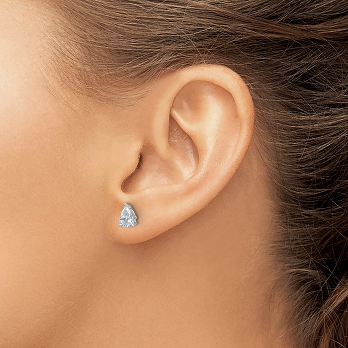 Shop Exclusive 14K White Gold Pear-Shaped Diamond Stud Earrings - 1 Carat-3