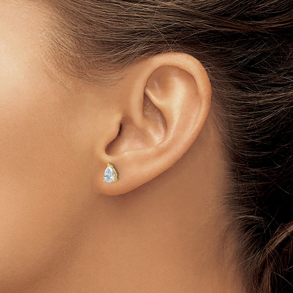 Shop Exclusive 14K Gold 1 ct Lab-Grown Diamond Pear Shape Stud Earrings