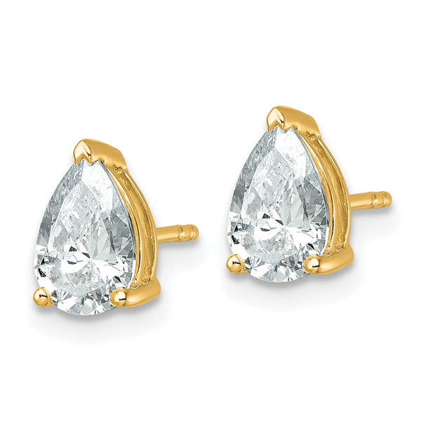 14K Yellow Gold 2 Carat Lab-Grown Diamond Pear Stud Earrings