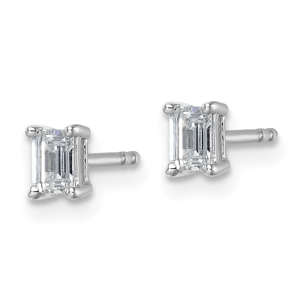 14K White Gold 1/2 ct Lab-Grown Diamond Emerald Stud Earrings
