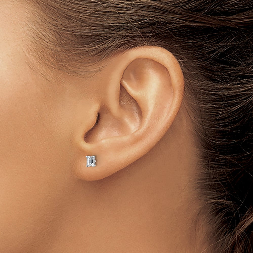Exclusive 14K White Gold 1/2 ct Lab-Grown Diamond Emerald Stud Earrings - Stylish & Durable Design