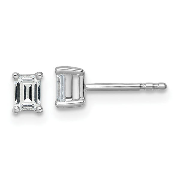 14K White Gold 1/2 ct Lab-Grown Diamond Emerald Stud Earrings