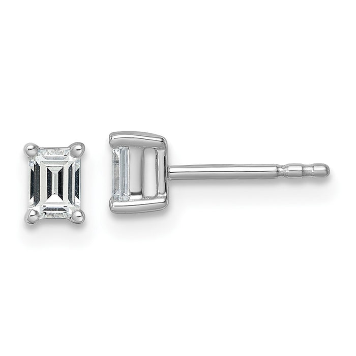 Exclusive 14K White Gold 1/2 ct Lab-Grown Diamond Emerald Stud Earrings - Stylish & Durable Design-1