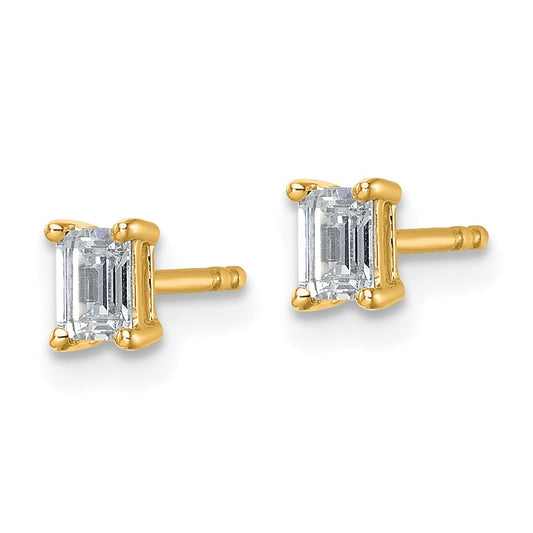 Buy 14K Yellow Gold 1/2 ct Lab-Grown Diamond Emerald Stud Earrings - Stylish Value!