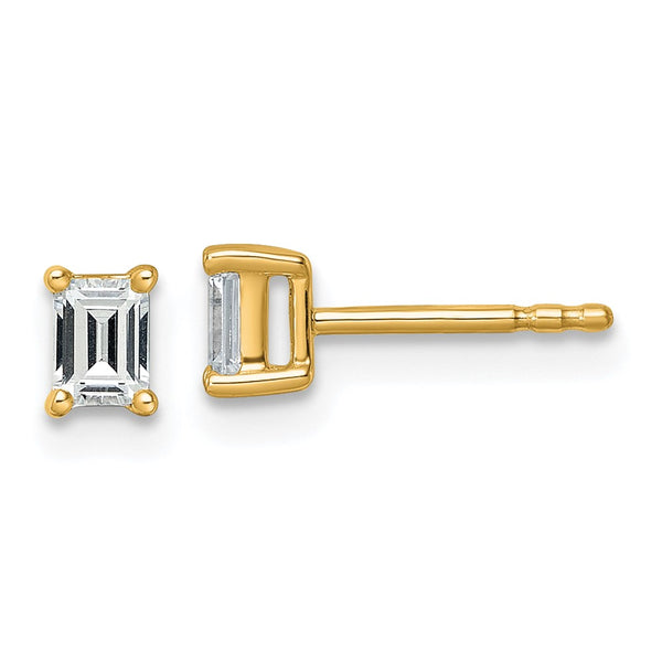 14K Yellow Gold 1/2 ct Lab-Grown Diamond Emerald Stud Earrings - Style GR1-1003851