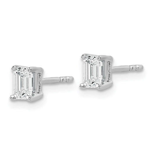 Shop Exclusive 14K White Gold Emerald Stud Earrings - 2/3 ct Lab Grown Diamonds, Stylish Heavyweight Design