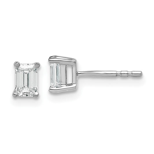 Shop Exclusive 14K White Gold Emerald Stud Earrings - 2/3 ct Lab Grown Diamonds, Stylish Heavyweight Design
