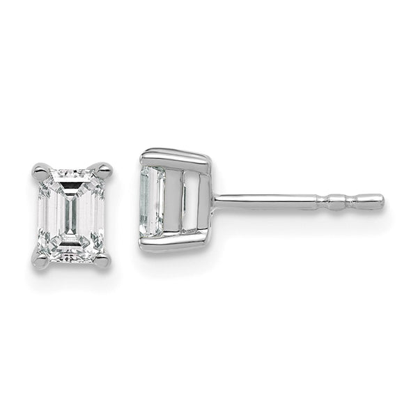 14K White Gold 3/4 ct Lab-Grown Diamond Emerald Cut Stud Earrings