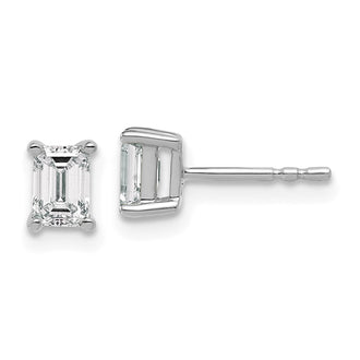 Exclusive 14K White Gold 3/4 ct Lab-Grown Diamond Emerald Stud Earrings - Stylish & Heavyweight Design