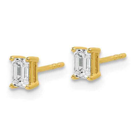 Buy Exclusive 14K Yellow Gold Emerald Stud Earrings - 3/4 ct Lab-Grown Diamonds, Stylish Design