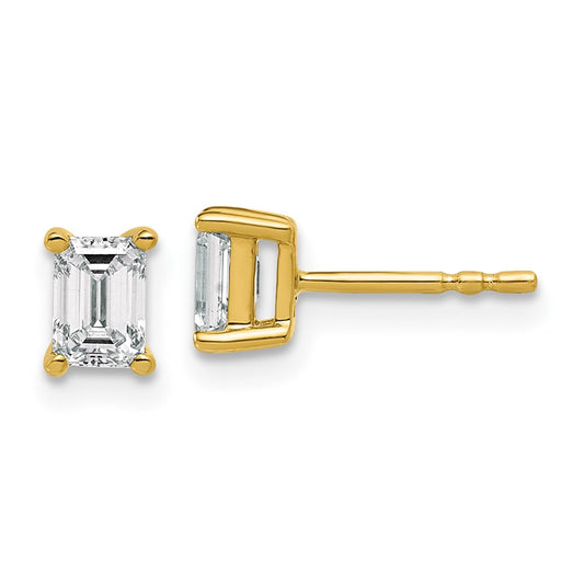 Buy Exclusive 14K Yellow Gold Emerald Stud Earrings - 3/4 ct Lab-Grown Diamonds, Stylish Design