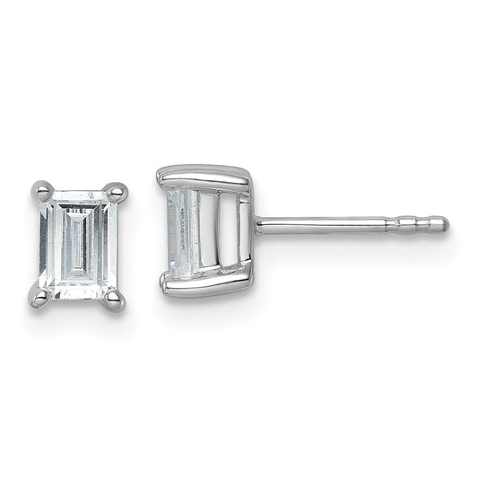High-Quality 14K White Gold 1 ct Lab-Grown Diamond Emerald Stud Earrings
