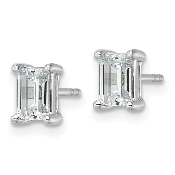 14K White Gold 1.5 ct Lab-Grown Diamond Emerald Cut Stud Earrings