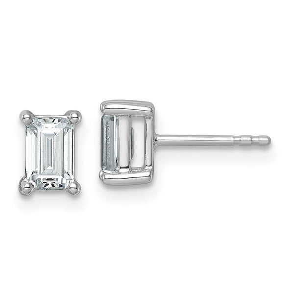 14K White Gold 1.5 ct Lab-Grown Diamond Emerald Cut Stud Earrings