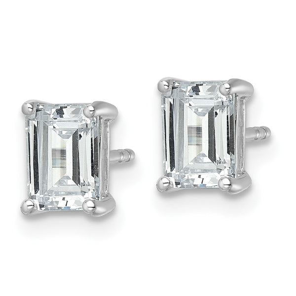 14K White Gold 2ctw Lab-Grown Diamond Stud Earrings - Emerald Cut