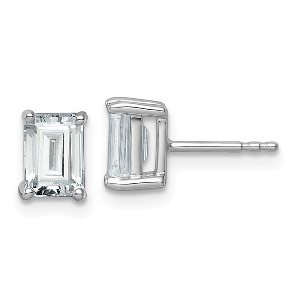 14K White Gold 2 Carat Lab-Grown Diamond Emerald Cut Stud Earrings