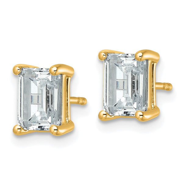 14K Gold 3 Carat Lab-Grown Diamond Emerald Cut Stud Earrings