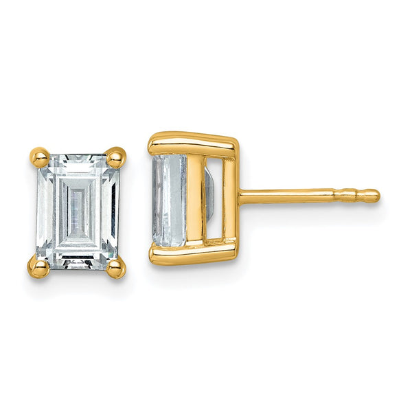 14K Yellow Gold Heavyweight Stud Earrings - 3 Carat Lab Grown Diamonds