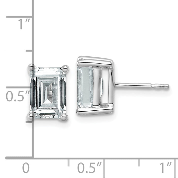 Buy Stylish 14K White Gold 4.0 ctw Lab-Grown Diamond Emerald Stud Earrings-4
