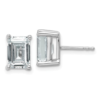 Buy Stylish 14K White Gold 4.0 ctw Lab-Grown Diamond Emerald Stud Earrings