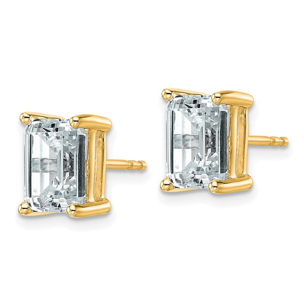 14K Yellow Gold 4-Carat Emerald Cut Stud Earrings