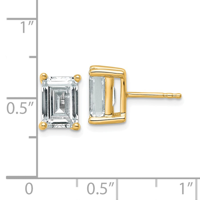 Buy Exclusive 14K Yellow Gold 4ctw Lab-Grown Diamond Emerald Stud Earrings-4