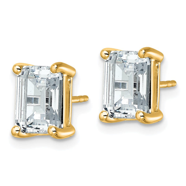 14K Gold Emerald Cut Stud Earrings - 5 ct Lab-Grown Diamonds