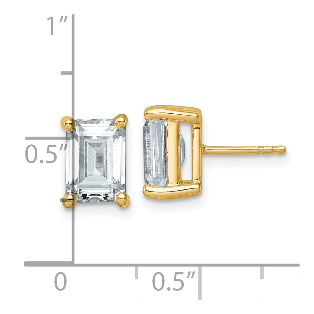 High-Quality 14K Gold Emerald Cut Stud Earrings - 5 ct Lab-Grown Diamonds, Stylish Design