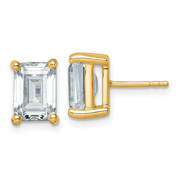 14K Gold Emerald Cut Stud Earrings - 5 ct Lab-Grown Diamonds