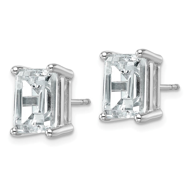 14K White Gold 6 ct Lab-Grown Diamond Emerald Stud Earrings - Style GR1-1004037