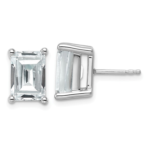 14K White Gold 6 ct Lab-Grown Diamond Emerald Stud Earrings - Style GR1-1004037